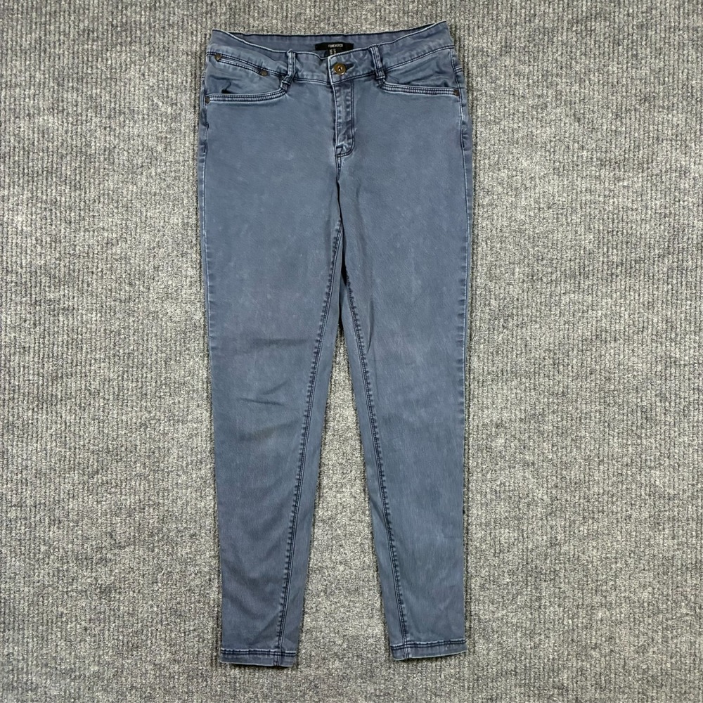 Forever 21 Womens Skinny Jeans Size 27‎ Blue Denim Ankle Zip Stretch Low Rise